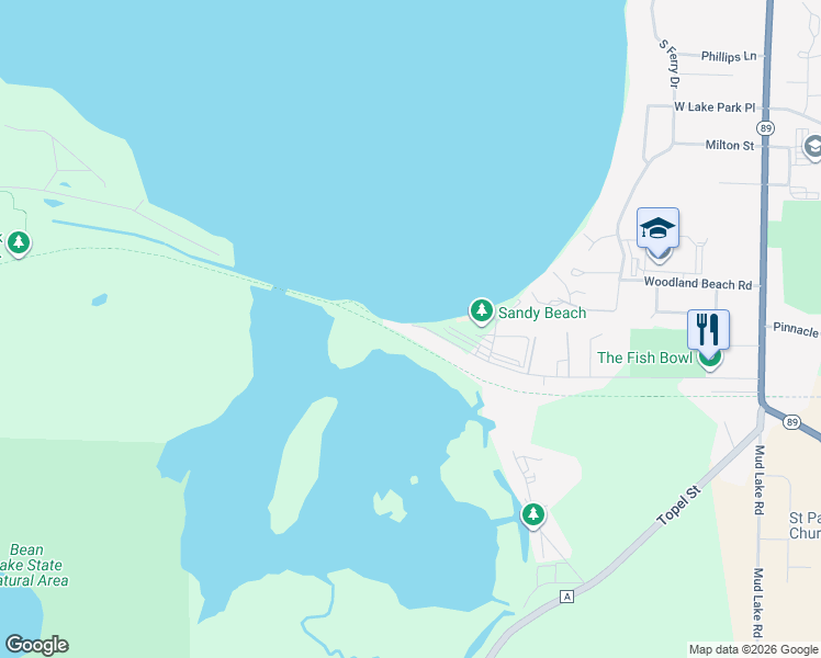 map of restaurants, bars, coffee shops, grocery stores, and more near 388 Sandy Beach Road in Lake Mills