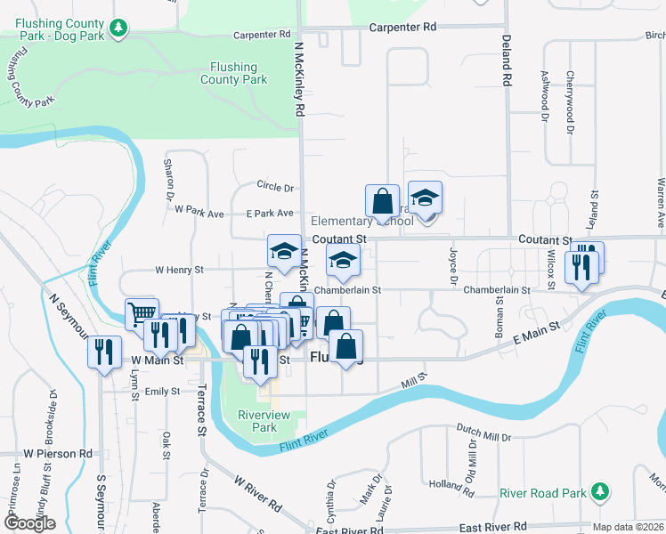 map of restaurants, bars, coffee shops, grocery stores, and more near 320 Myrtle Street in Flushing