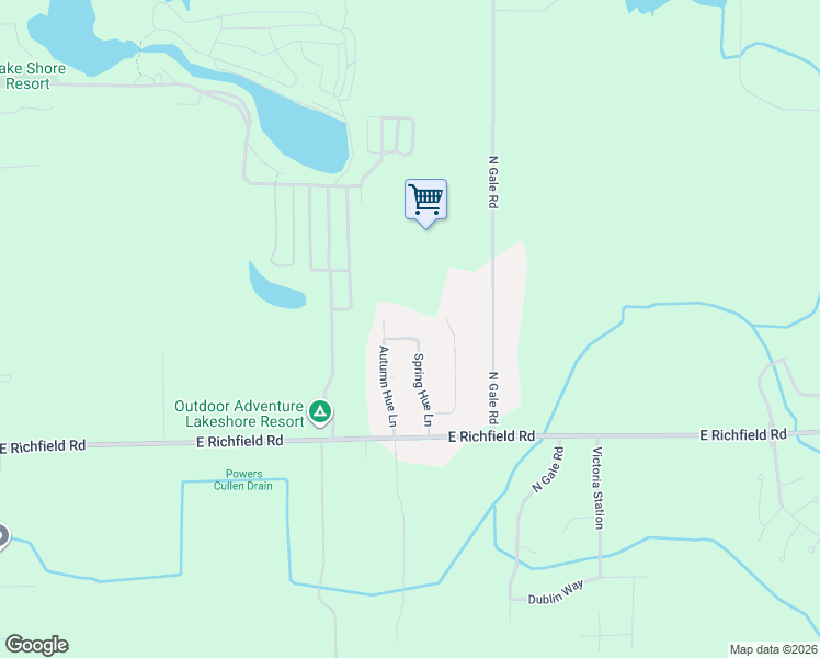 map of restaurants, bars, coffee shops, grocery stores, and more near 4112 Spring Hue Lane in Davison