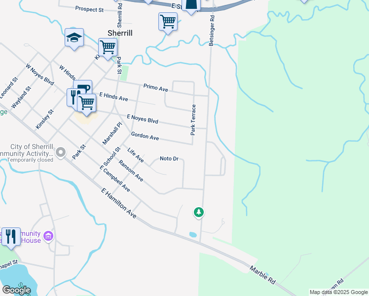 map of restaurants, bars, coffee shops, grocery stores, and more near 309 Gordon Ave in Sherrill