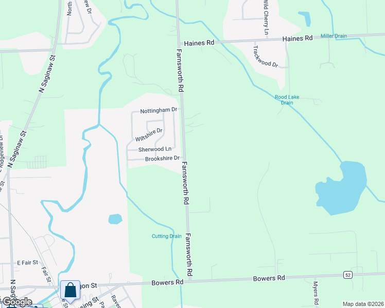 map of restaurants, bars, coffee shops, grocery stores, and more near 1276 Farnsworth Road in Lapeer