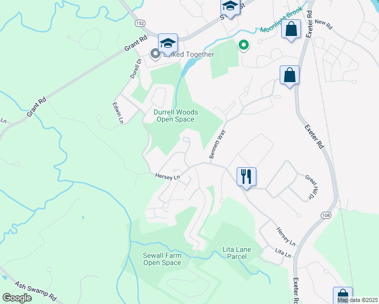 map of restaurants, bars, coffee shops, grocery stores, and more near 4 Hillside Lane in Newmarket