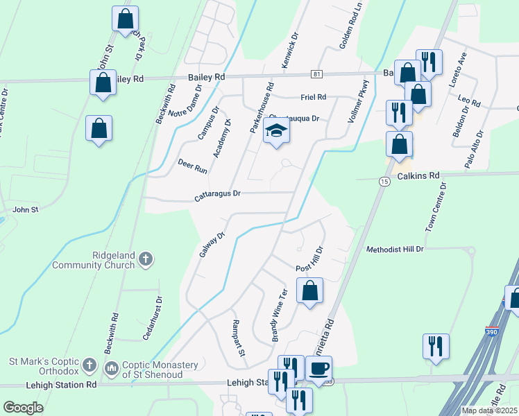map of restaurants, bars, coffee shops, grocery stores, and more near 24 Galway Drive in Rochester