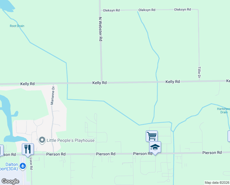 map of restaurants, bars, coffee shops, grocery stores, and more near 5455 Kelly Road in Flint