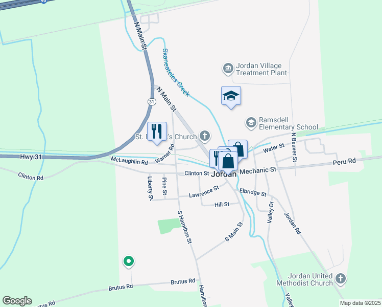 map of restaurants, bars, coffee shops, grocery stores, and more near 7 Delhi Street in Jordan