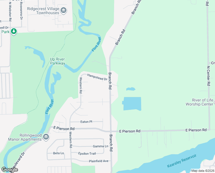 map of restaurants, bars, coffee shops, grocery stores, and more near 5809 Branch Road in Flint