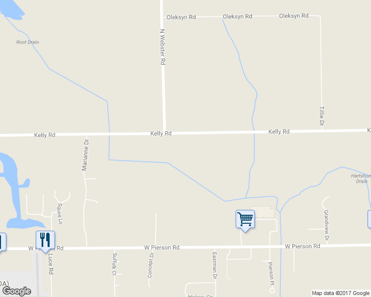 map of restaurants, bars, coffee shops, grocery stores, and more near 5455 Kelly Road in Flint