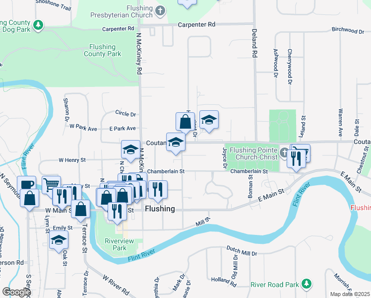 map of restaurants, bars, coffee shops, grocery stores, and more near 330 North Hazelton Street in Flushing