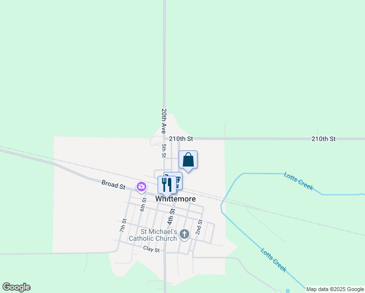 map of restaurants, bars, coffee shops, grocery stores, and more near 100-198 4th Street in Whittemore