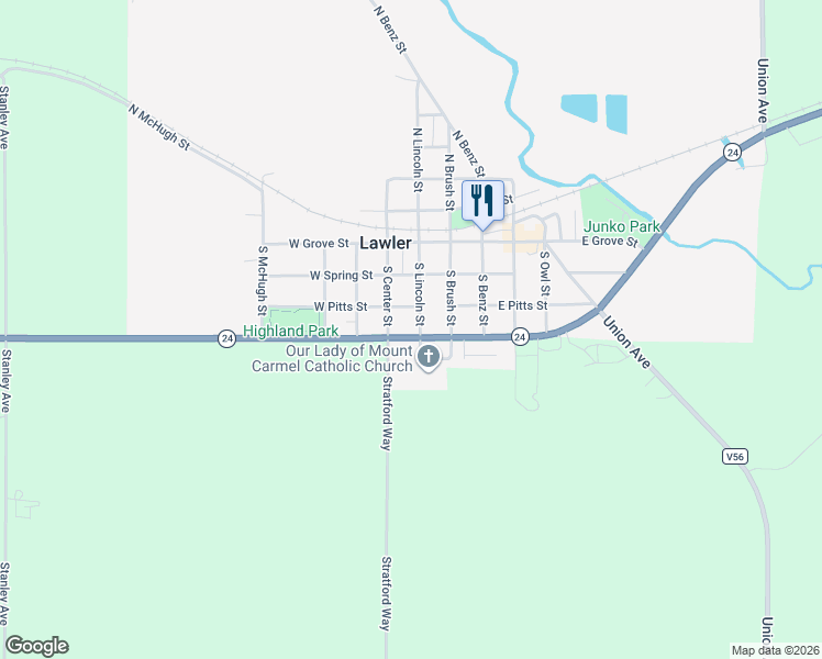 map of restaurants, bars, coffee shops, grocery stores, and more near 400-2098 Stratford Way in Lawler