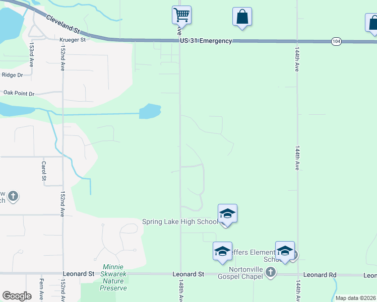 map of restaurants, bars, coffee shops, grocery stores, and more near 16357 148th Avenue in Spring Lake