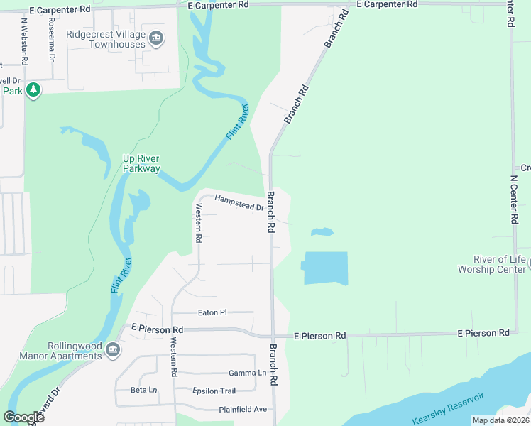 map of restaurants, bars, coffee shops, grocery stores, and more near 5809 Branch Road in Flint