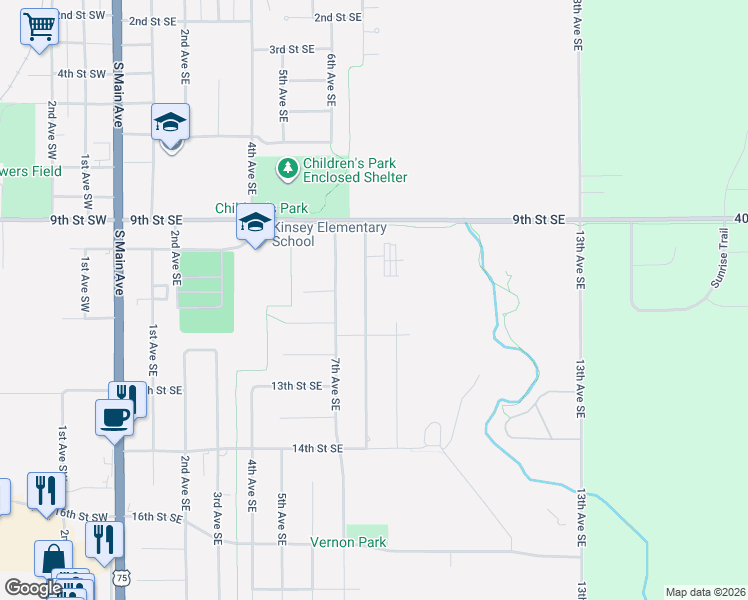 map of restaurants, bars, coffee shops, grocery stores, and more near 1028 8th Avenue Southeast in Sioux Center