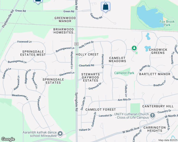 map of restaurants, bars, coffee shops, grocery stores, and more near 21835 Clearfield Road in Brookfield