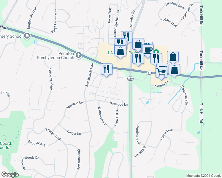 map of restaurants, bars, coffee shops, grocery stores, and more near 800 Glenmose Road in Fairport