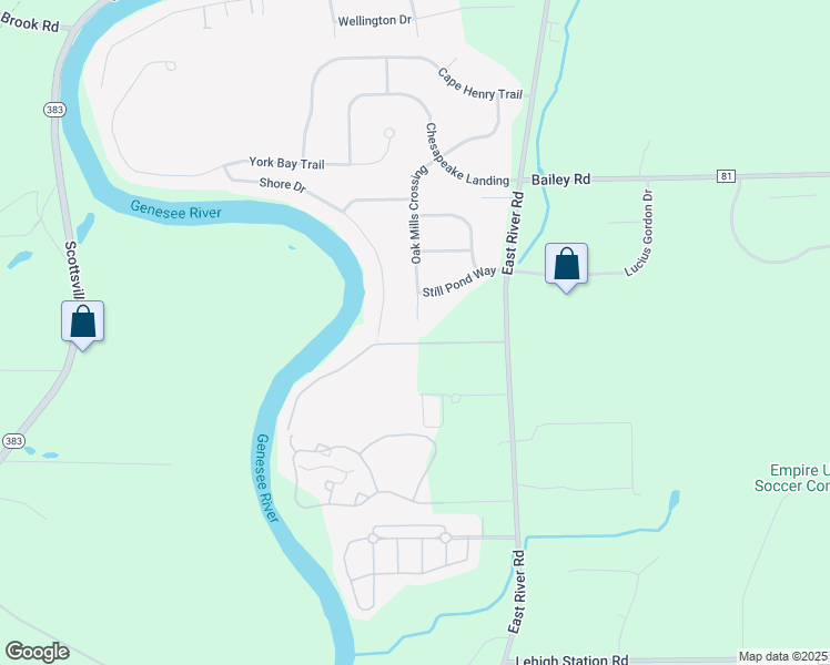 map of restaurants, bars, coffee shops, grocery stores, and more near 164 Oak Mills Crossing in West Henrietta