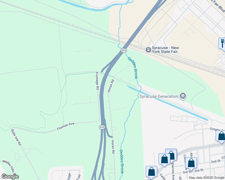 map of restaurants, bars, coffee shops, grocery stores, and more near 211 Horan Road in Syracuse