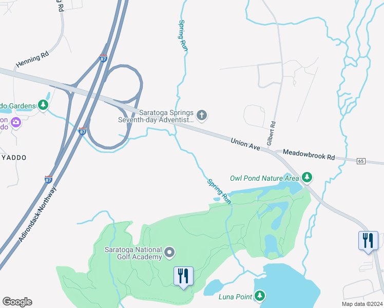map of restaurants, bars, coffee shops, grocery stores, and more near 416 Union Avenue in Saratoga Springs