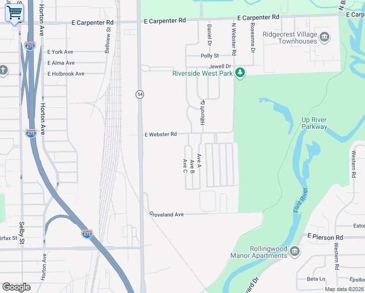 map of restaurants, bars, coffee shops, grocery stores, and more near 148 Avenue C in Flint