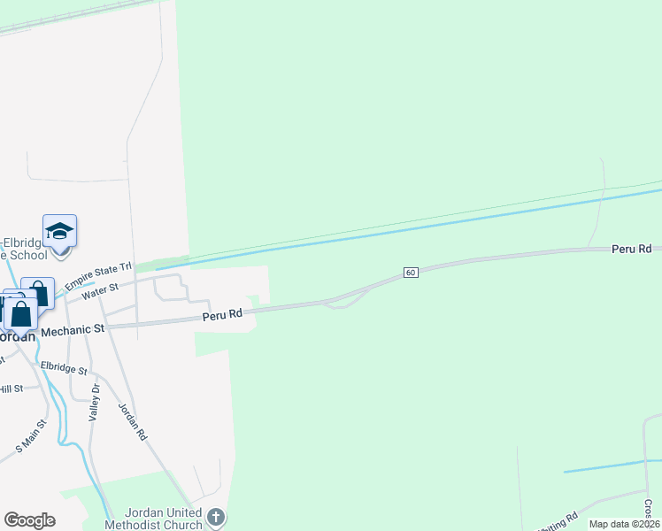 map of restaurants, bars, coffee shops, grocery stores, and more near 621 Peru Road in Jordan