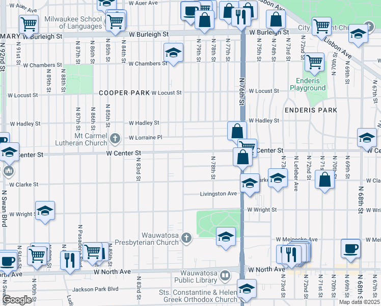 map of restaurants, bars, coffee shops, grocery stores, and more near in Milwaukee