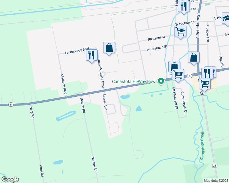 map of restaurants, bars, coffee shops, grocery stores, and more near 3210 Seneca Turnpike in Canastota