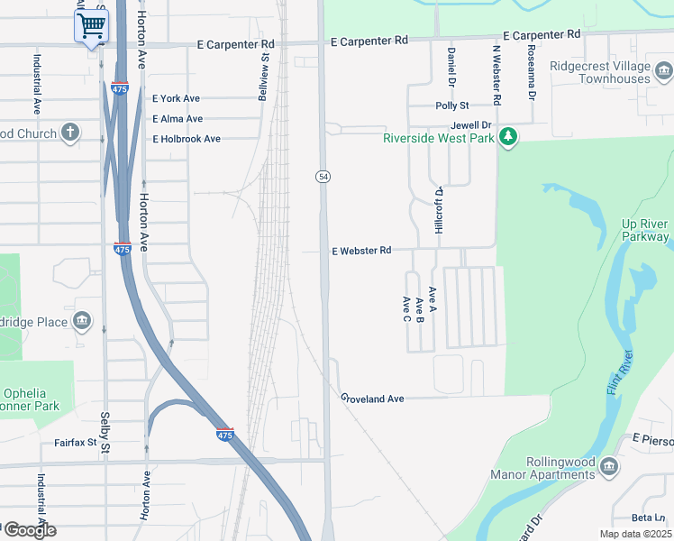 map of restaurants, bars, coffee shops, grocery stores, and more near 6066 Dort Highway in Flint