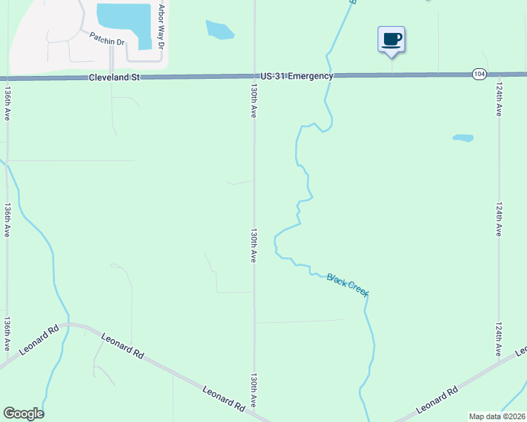 map of restaurants, bars, coffee shops, grocery stores, and more near 16450 130th Avenue in Nunica