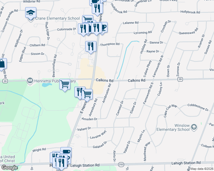 map of restaurants, bars, coffee shops, grocery stores, and more near 19 Armbruster Road in Rochester