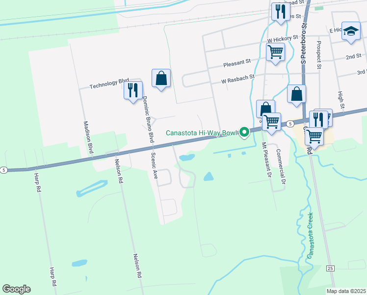 map of restaurants, bars, coffee shops, grocery stores, and more near 3240 Seneca Turnpike in Canastota