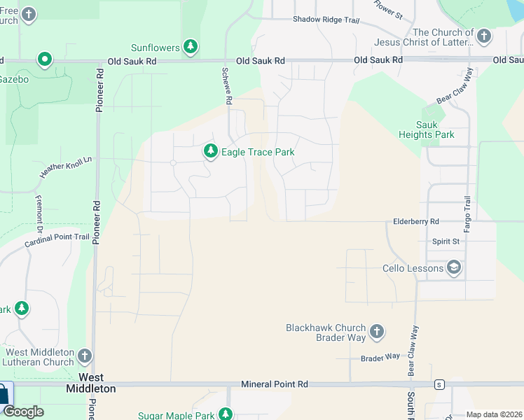 map of restaurants, bars, coffee shops, grocery stores, and more near 435 North Sugar Maple Lane in Verona
