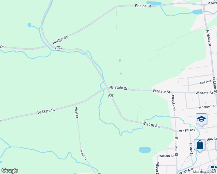 map of restaurants, bars, coffee shops, grocery stores, and more near 168 West State Street in Gloversville