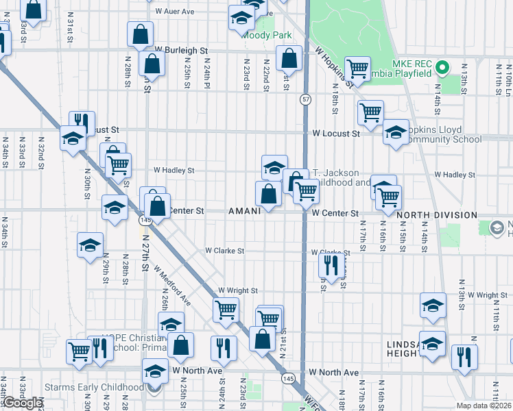 map of restaurants, bars, coffee shops, grocery stores, and more near in Milwaukee