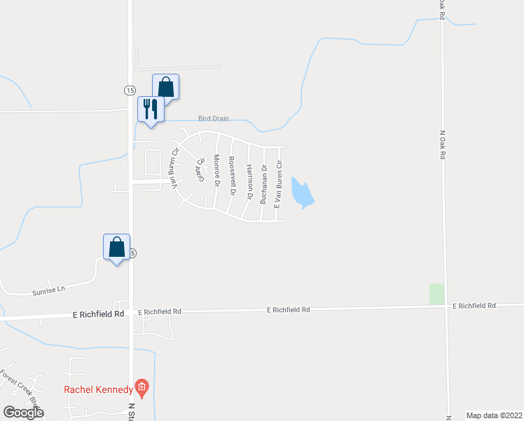 map of restaurants, bars, coffee shops, grocery stores, and more near 204 East Van Buren Circle in Davison