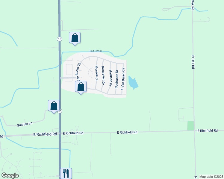 map of restaurants, bars, coffee shops, grocery stores, and more near 475 Harrison Drive in Davison
