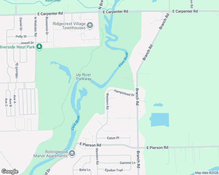 map of restaurants, bars, coffee shops, grocery stores, and more near 2809 Hampstead Drive in Flint
