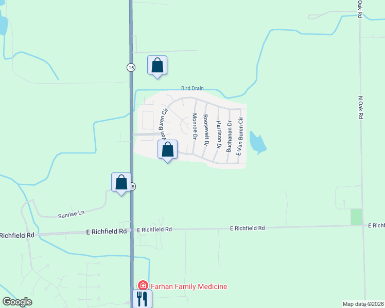map of restaurants, bars, coffee shops, grocery stores, and more near 168 Van Buren Circle in Davison