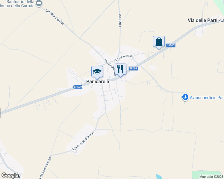 map of restaurants, bars, coffee shops, grocery stores, and more near 6 Via XII Dicembre in Panicarola