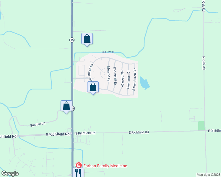 map of restaurants, bars, coffee shops, grocery stores, and more near 182 Monroe Drive in Davison