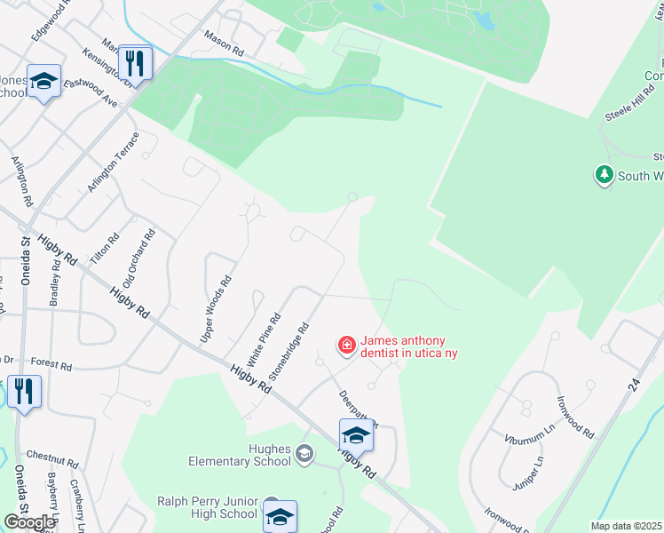 map of restaurants, bars, coffee shops, grocery stores, and more near 21 Stonebridge Road in New Hartford