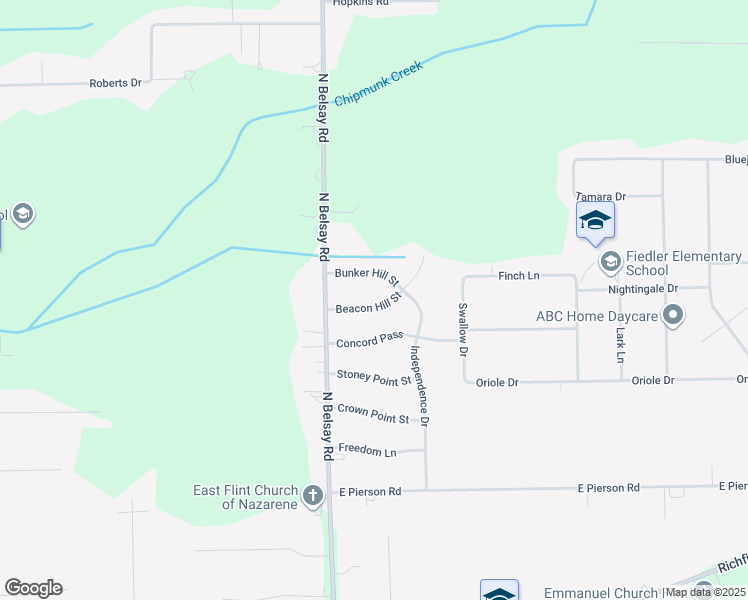 map of restaurants, bars, coffee shops, grocery stores, and more near 6056 Beacon Hill Street in Flint