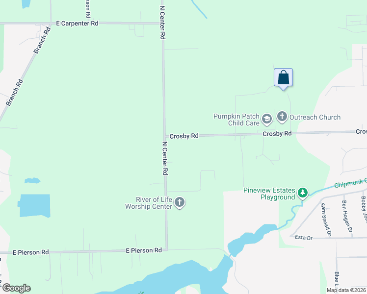 map of restaurants, bars, coffee shops, grocery stores, and more near 4044 Crosby Road in Flint