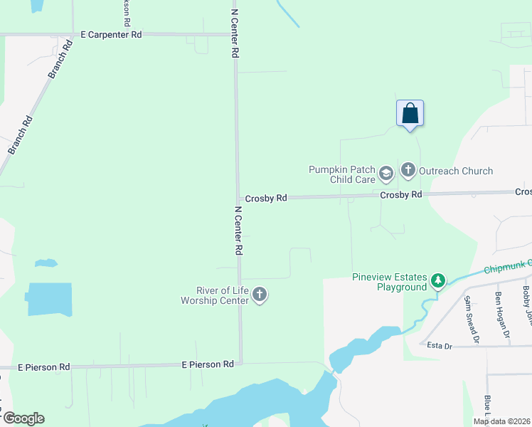 map of restaurants, bars, coffee shops, grocery stores, and more near 4044 Crosby Road in Flint