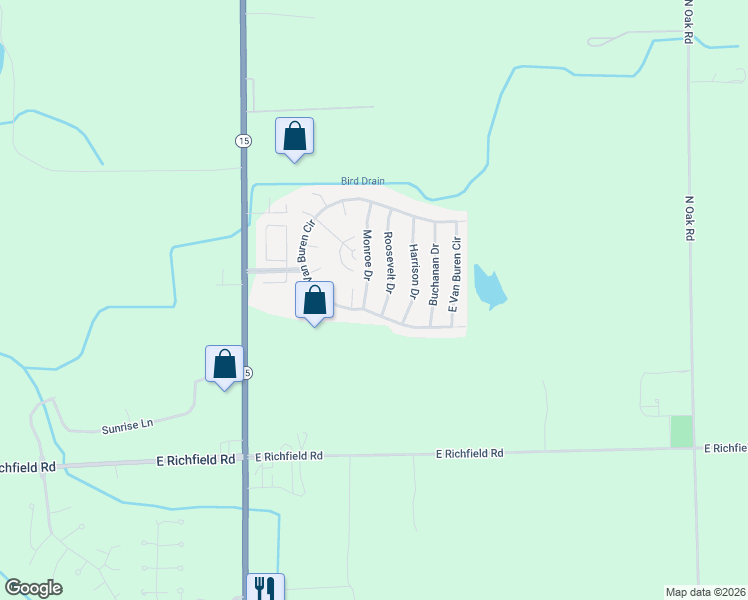 map of restaurants, bars, coffee shops, grocery stores, and more near 188 Monroe Drive in Davison