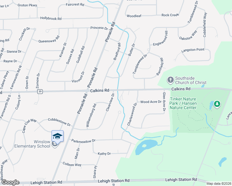 map of restaurants, bars, coffee shops, grocery stores, and more near 1329 Calkins Road in Pittsford