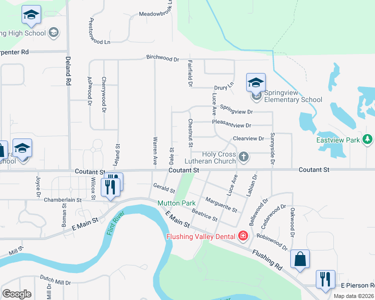 map of restaurants, bars, coffee shops, grocery stores, and more near 408 Chestnut Street in Flushing