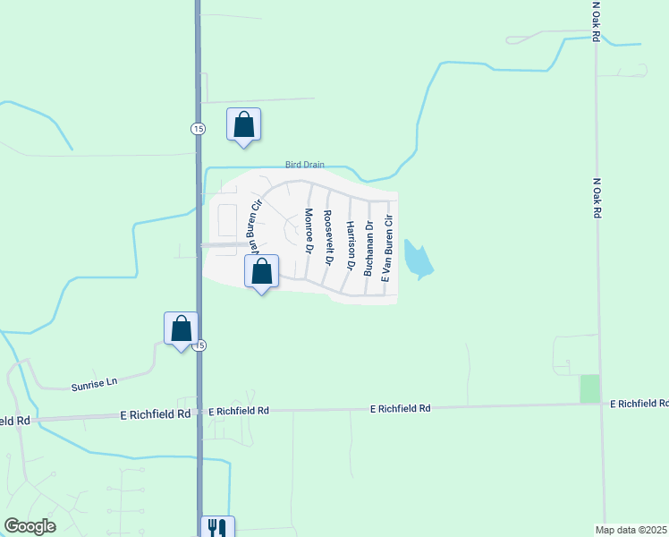 map of restaurants, bars, coffee shops, grocery stores, and more near 475 Harrison Drive in Davison