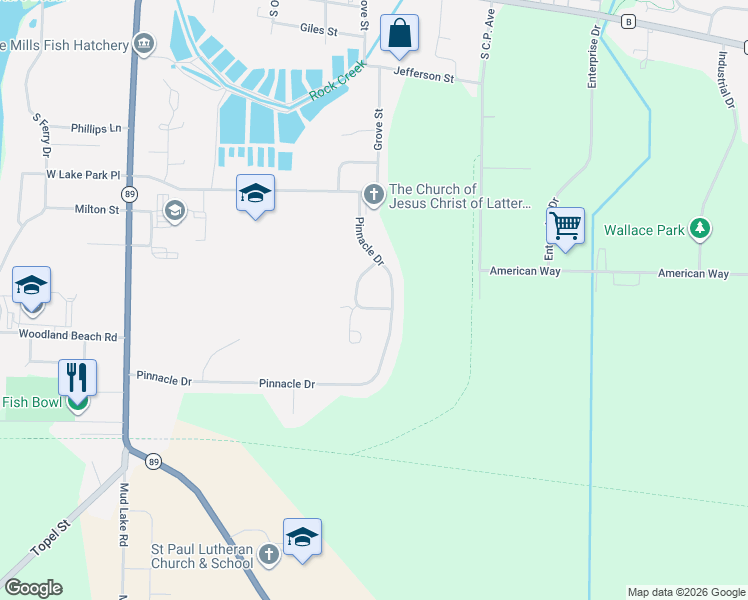 map of restaurants, bars, coffee shops, grocery stores, and more near 575 Country View Lane in Lake Mills