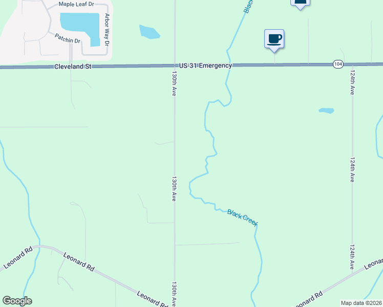 map of restaurants, bars, coffee shops, grocery stores, and more near 16450 130th Avenue in Nunica