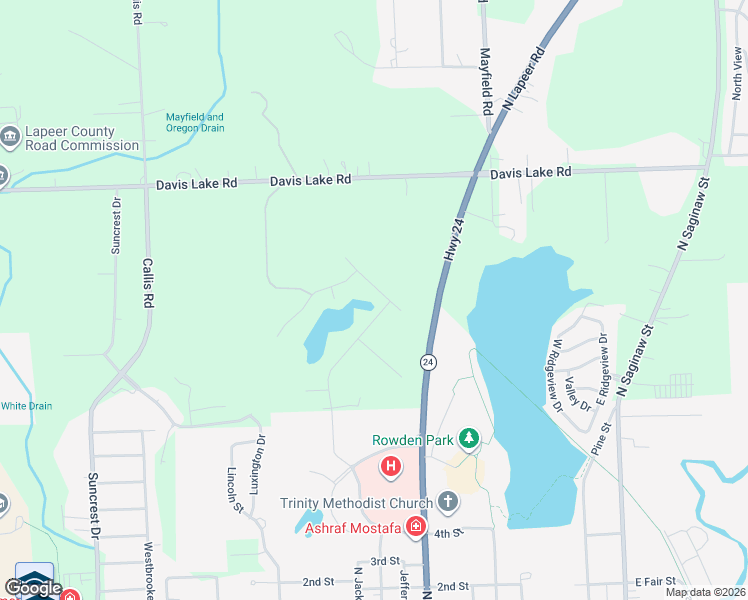 map of restaurants, bars, coffee shops, grocery stores, and more near 1573 Rulane Drive in Lapeer